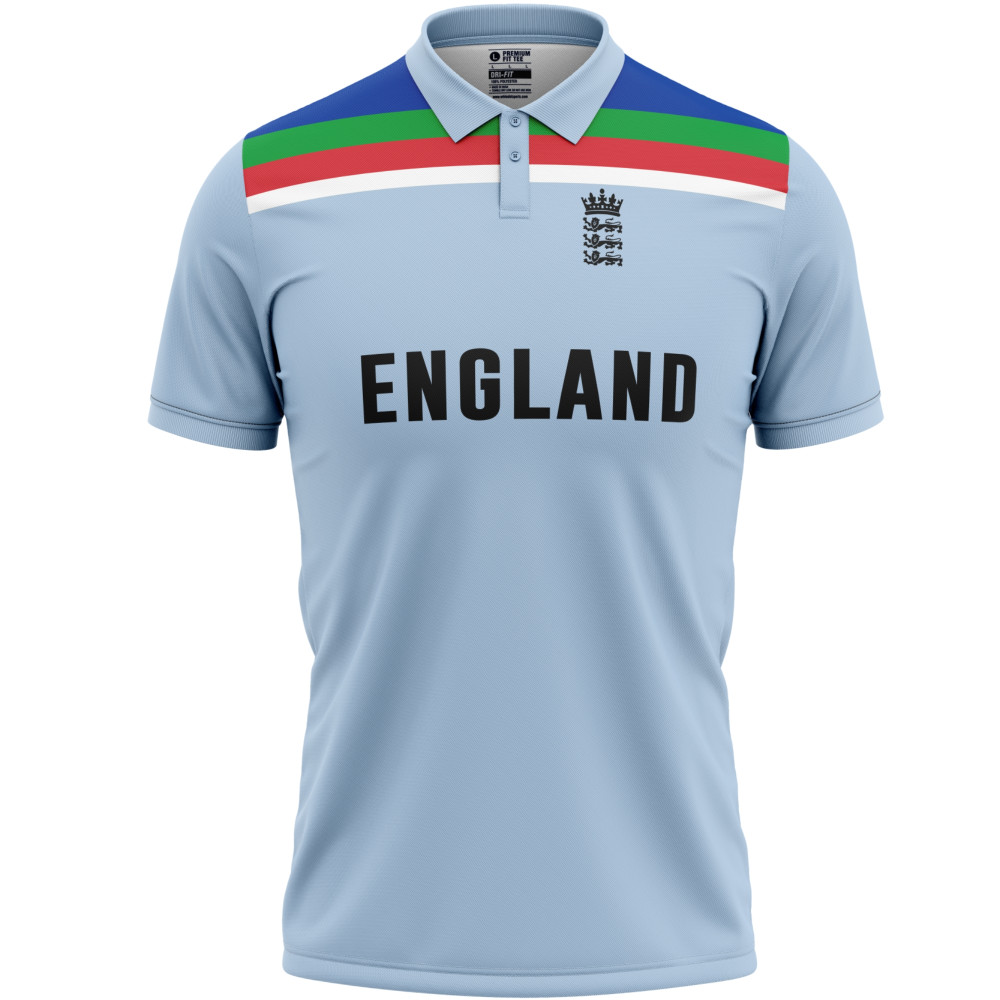 England Blue ODI World Cup 2019 Half Sleeves Cricket Fan Jersey - 100% Dryfit Polyester