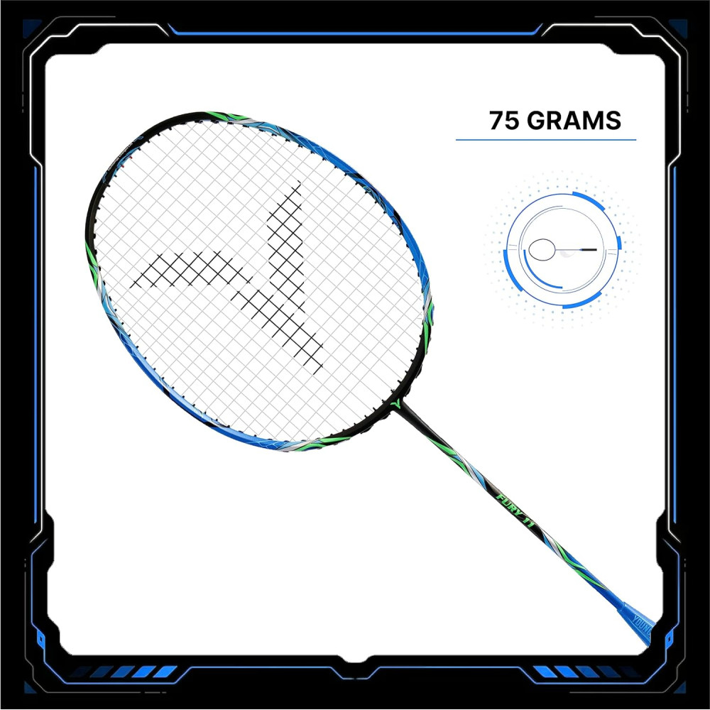 YOUNG Fury 11 Graphite Professional Badminton Racket, Lightweight, High Modulus 24-Ton Graphite, Strung, Includes Full Cover YOUNG Fury 11 Graphite Professional Badminton Racket, Lightweight, High Modulus 24-Ton Graphite, Strung, Includes Full Cover