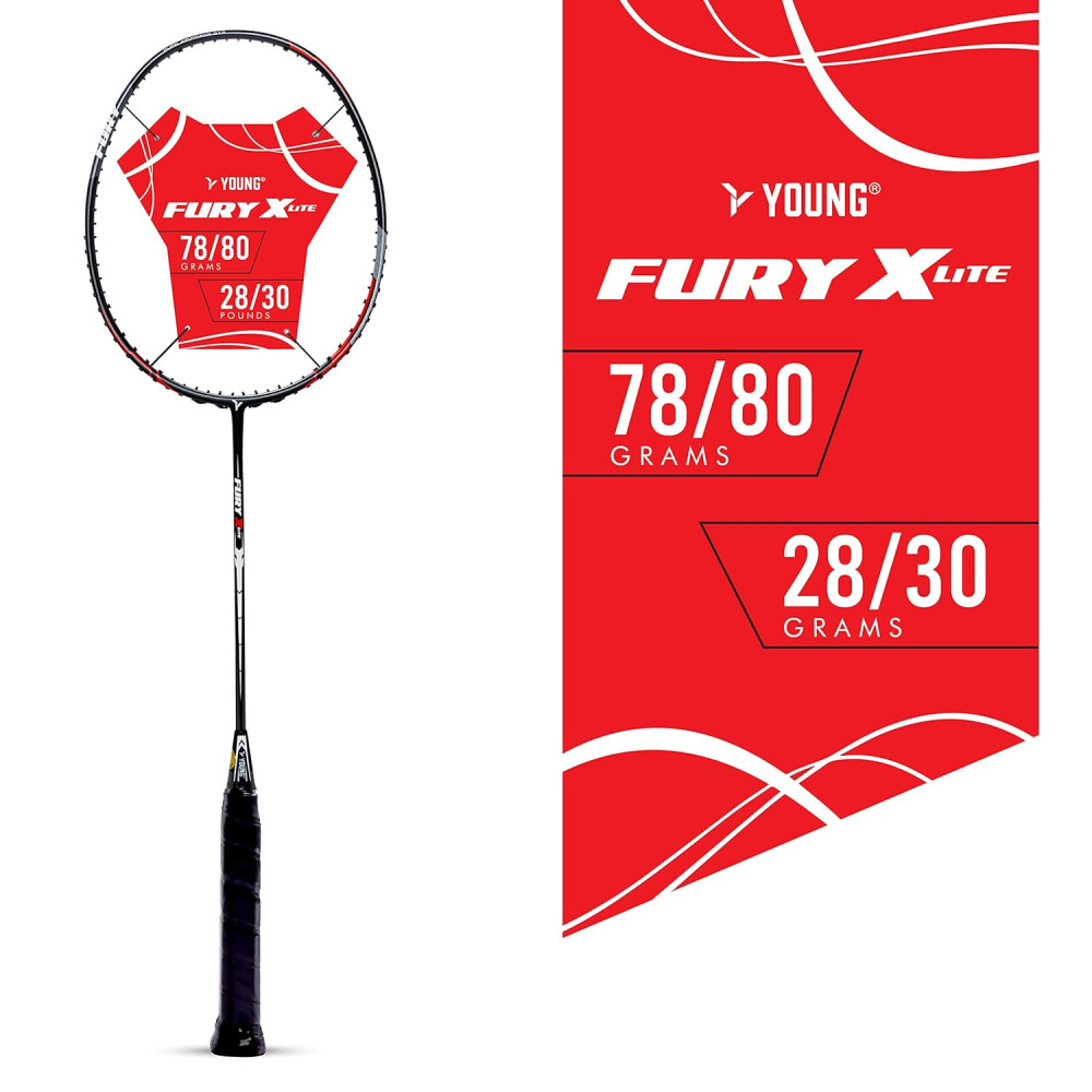 Young Fury X Lite (78 g, 30 LBS) Unstrung Badminton Racquet with Full Cover (Black Green) Young Fury X Lite (78 g, 30 LBS) Unstrung Badminton Racquet with Full Cover (Black Green)