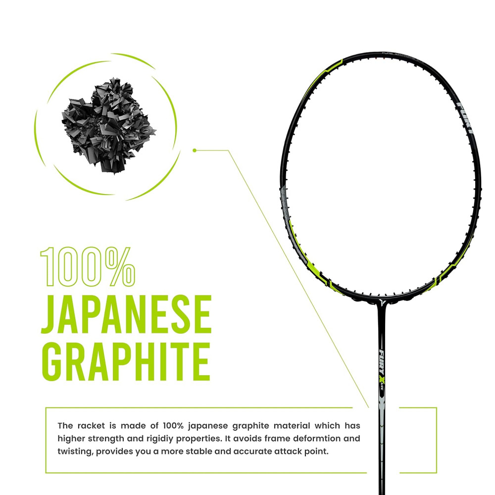Young Fury X Lite (78 g, 30 LBS) Unstrung Badminton Racquet with Full Cover (Black Green) Young Fury X Lite (78 g, 30 LBS) Unstrung Badminton Racquet with Full Cover (Black Green)