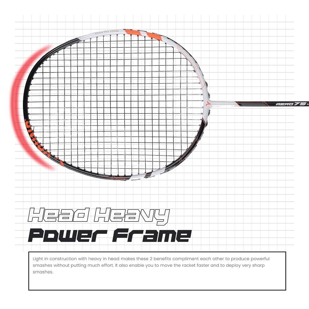 Young Aero 75 Ultra Light (75g, Pro-Grade) Strung Badminton Racket with Free Cover - Ultra Graphite Uni-Body Construction Young Aero 75 Ultra Light (75g, Pro-Grade) Strung Badminton Racket with Free Cover - Ultra Graphite Uni-Body Construction