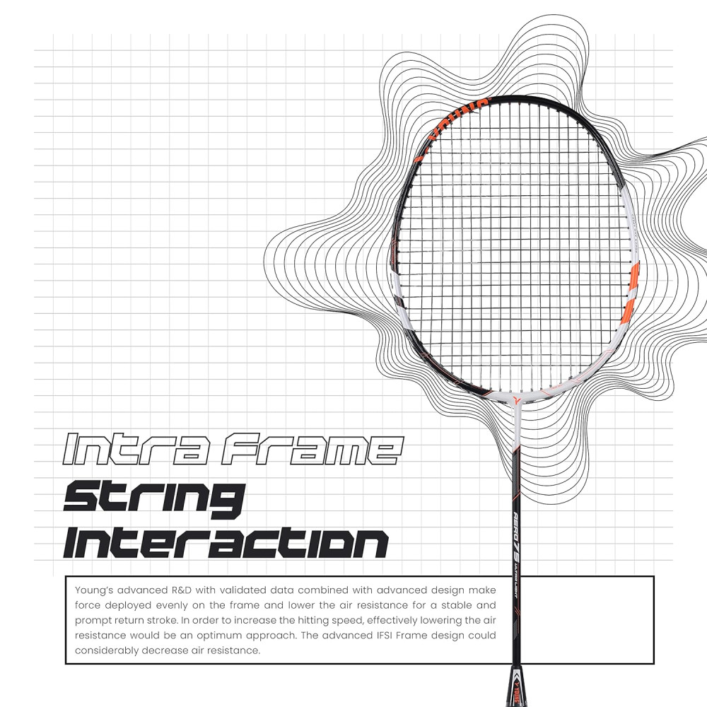 Young Aero 75 Ultra Light (75g, Pro-Grade) Strung Badminton Racket with Free Cover - Ultra Graphite Uni-Body Construction Young Aero 75 Ultra Light (75g, Pro-Grade) Strung Badminton Racket with Free Cover - Ultra Graphite Uni-Body Construction