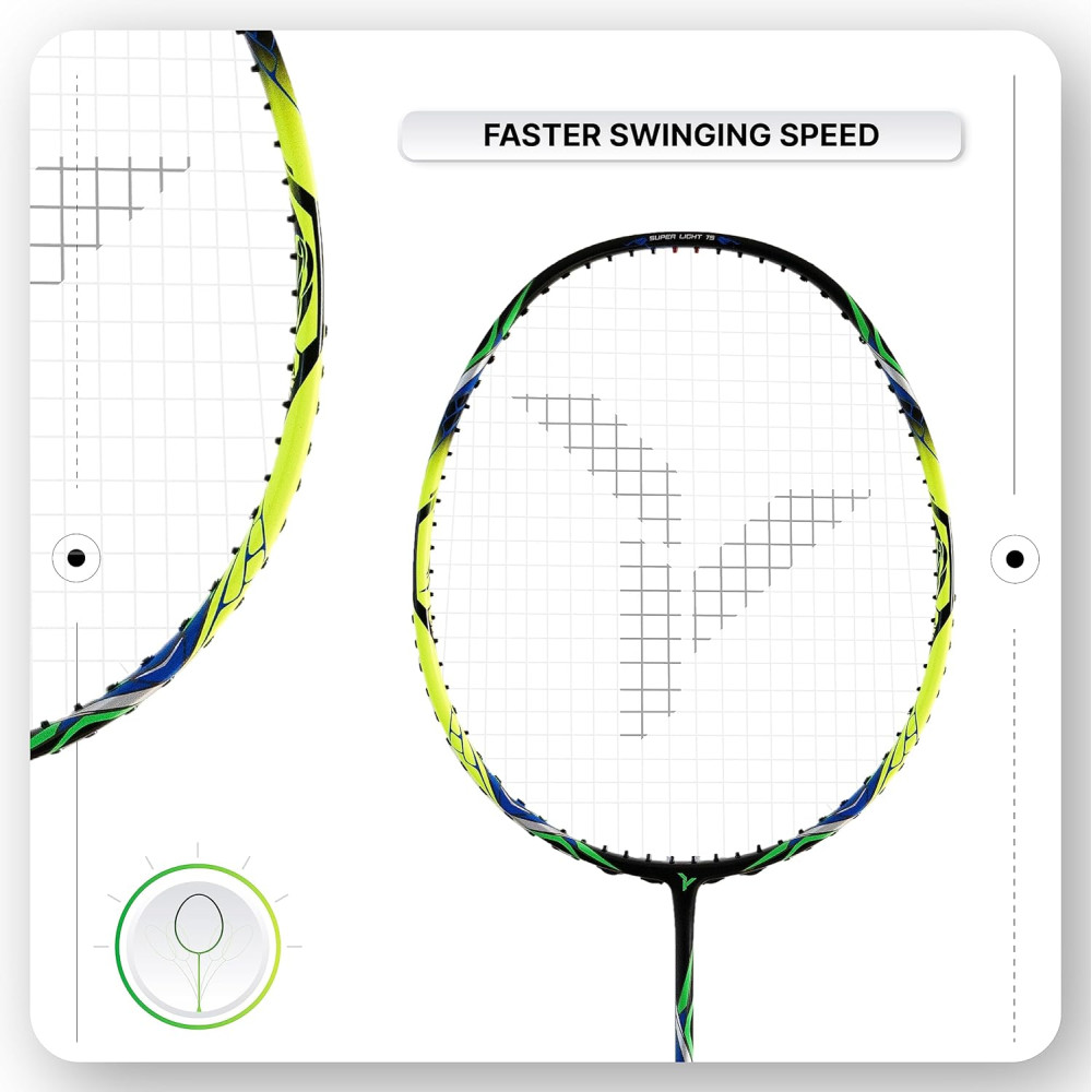 YOUNG Fury 7 Graphite Lightweight Professional Badminton Racket, Head Light, High Modulus Graphite, Strung, (Black/Yellow), Includes Full Cover YOUNG Fury 7 Graphite Lightweight Professional Badminton Racket, Head Light, High Modulus Graphite, Strung, (Black/Yellow), Includes Full Cover