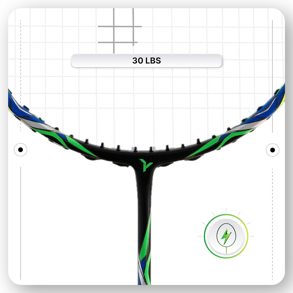YOUNG Fury 7 Graphite Lightweight Professional Badminton Racket, Head Light, High Modulus Graphite, Strung, (Black/Yellow), Includes Full Cover YOUNG Fury 7 Graphite Lightweight Professional Badminton Racket, Head Light, High Modulus Graphite, Strung, (Black/Yellow), Includes Full Cover
