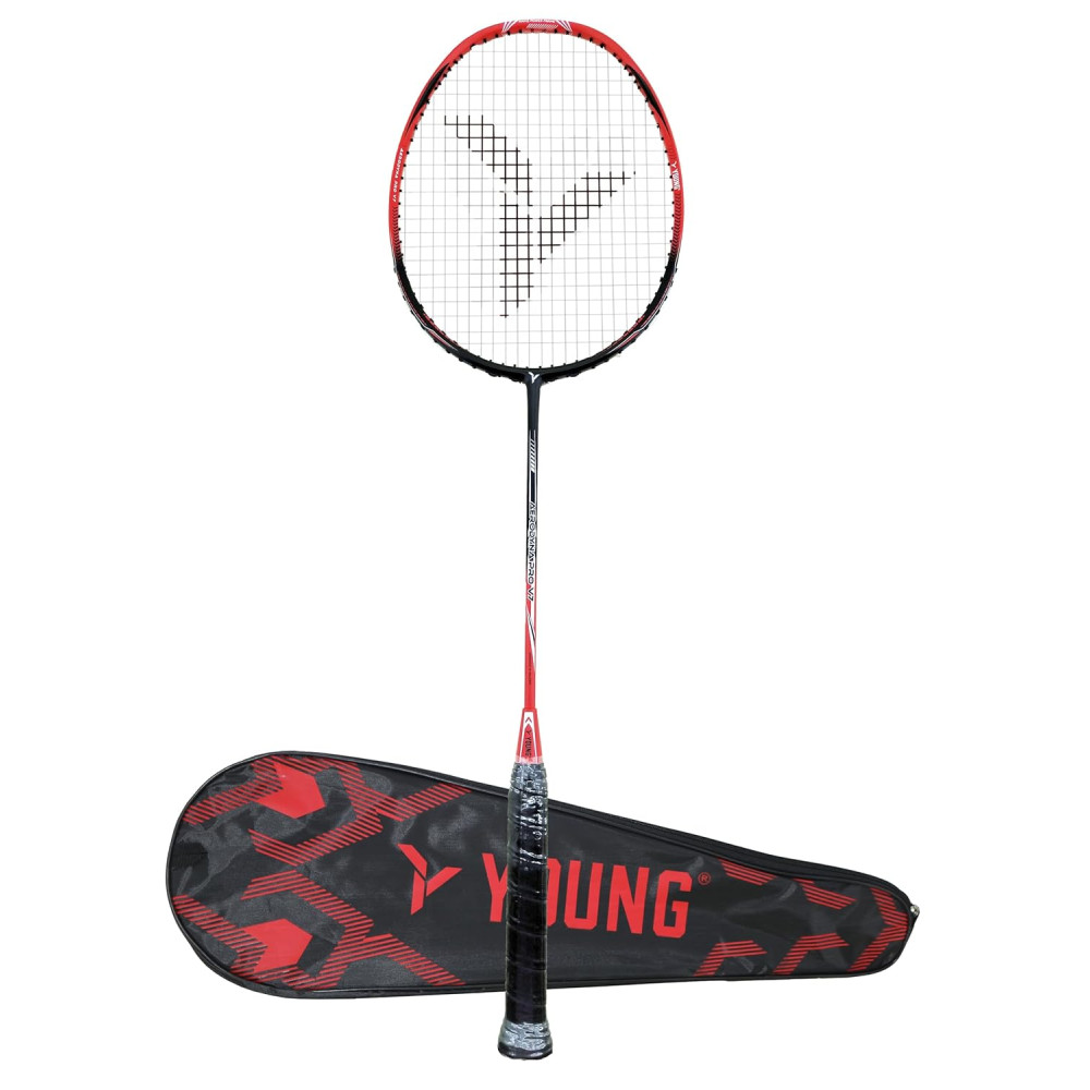 YOUNG (Malaysia) AERODYNA PRO-V7 Graphite Lightweight Professional Badminton Racket, 75grams, High Modulus Graphite, Strung, (Tension Upto 33 LBS), Includes Stylish Full Cover YOUNG (Malaysia) AERODYNA PRO-V7 Graphite Lightweight Professional Badminton Racket, 75grams, High Modulus Graphite, Strung, (Tension Upto 33 LBS), Includes Stylish Full Cover