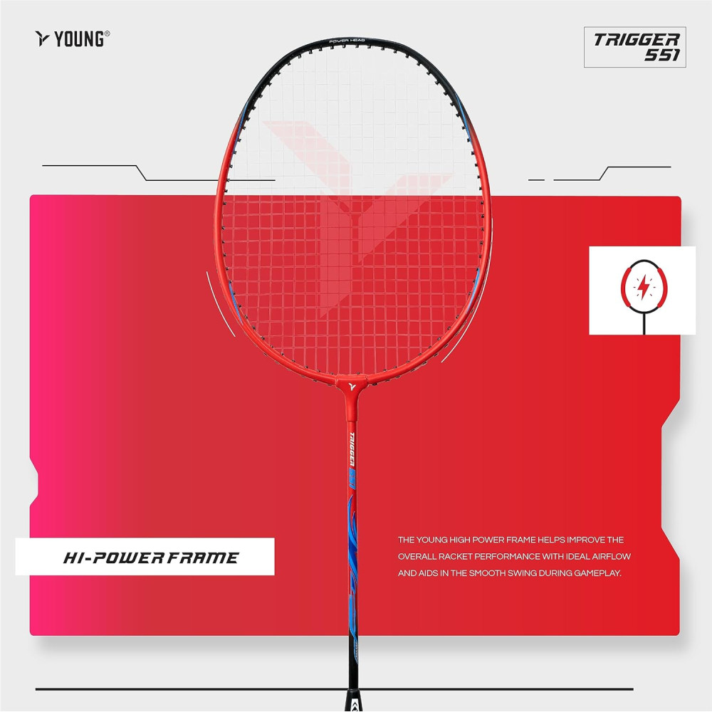Young Trigger 551 (Power Head, High Durable) Set of 2 Strung Badminton Racket with 2 Free Full Cover (Green Blue) Young Trigger 551 (Power Head, High Durable) Set of 2 Strung Badminton Racket with 2 Free Full Cover (Green Blue)