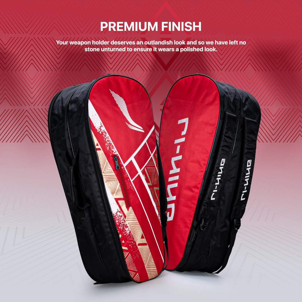 Li-Ning Raider Max Double Zipper Polyester Badminton Kit Bag | Unbreakable Zippers | Easy Mobility | Unisex - Men, Boys, Girls, Women