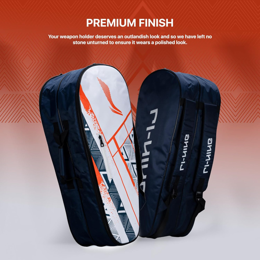 Li-Ning Raider Max Double Zipper Polyester Badminton Kit Bag | Unbreakable Zippers | Easy Mobility | Unisex - Men, Boys, Girls, Women