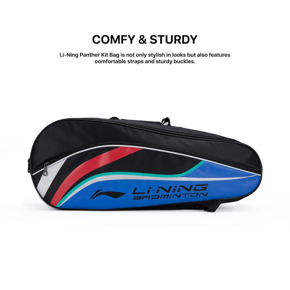 Li-Ning Panther Double Zipper Polyester Badminton Kit Bag| Stash Pocket | Ample Storage | Unisex - Men, Boys, Girls, Women