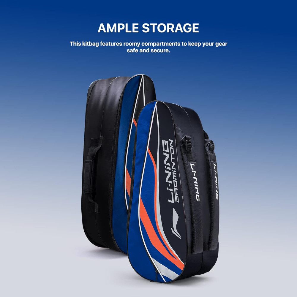 Li-Ning Panther Double Zipper Polyester Badminton Kit Bag| Stash Pocket | Ample Storage | Unisex - Men, Boys, Girls, Women