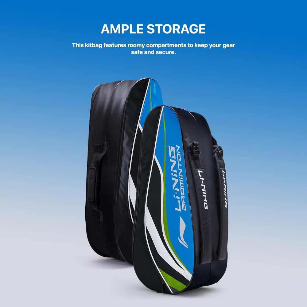 Li-Ning Panther Double Zipper Polyester Badminton Kit Bag| Stash Pocket | Ample Storage | Unisex - Men, Boys, Girls, Women