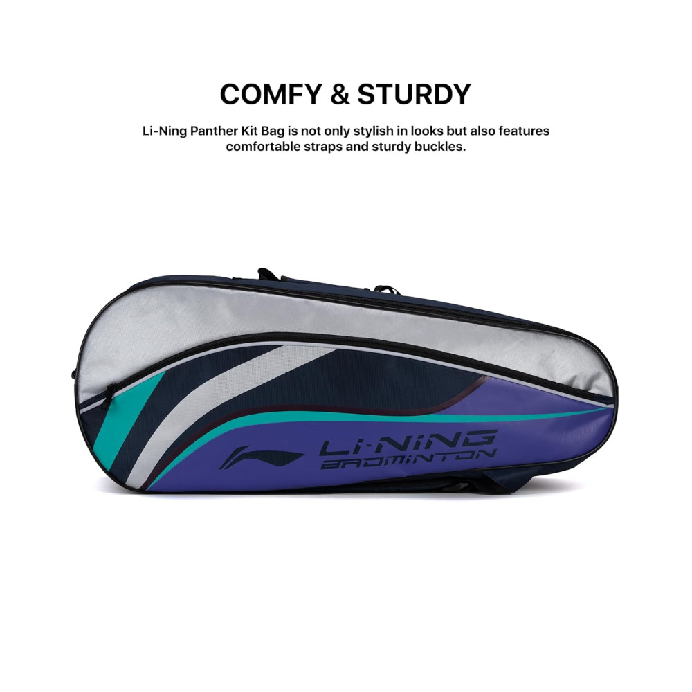 Li-Ning Panther Double Zipper Polyester Badminton Kit Bag| Stash Pocket | Ample Storage | Unisex - Men, Boys, Girls, Women