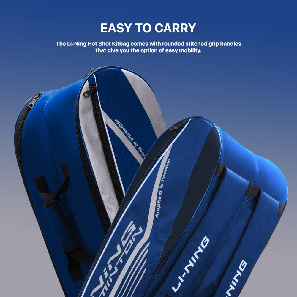 Li-Ning Hot Shot Triple Zipper Polyester Badminton Kit Bag | Easy - Access Compartments | Spacious | Unisex - Men, Boys, Girls, Women