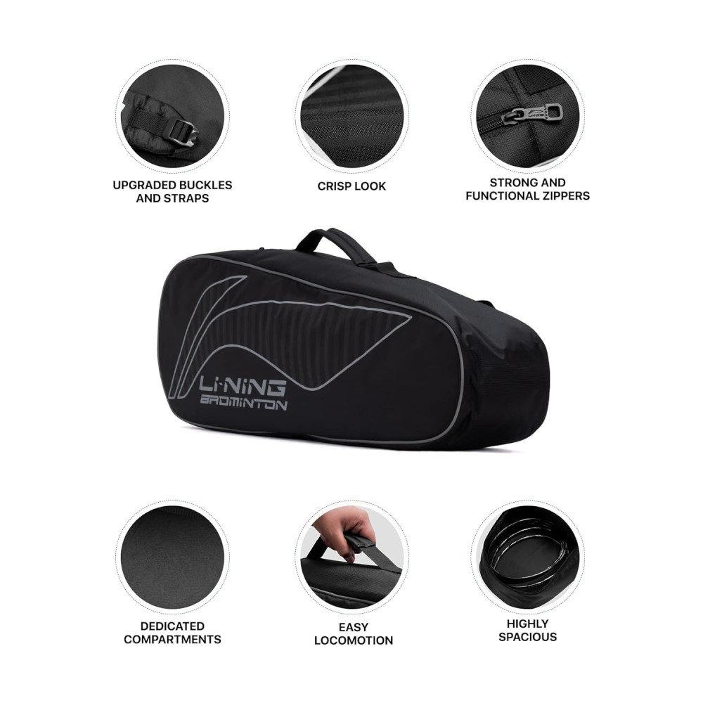 Li-Ning All Star Single Zip Polyester Badminton Kit Bag (Black, Large) | Dedicated Compartments | Unisex - Men, Boys, Girls, Women Li-Ning All Star Single Zip Polyester Badminton Kit Bag (Black, Large) | Dedicated Compartments | Unisex - Men, Boys, Girls, Women