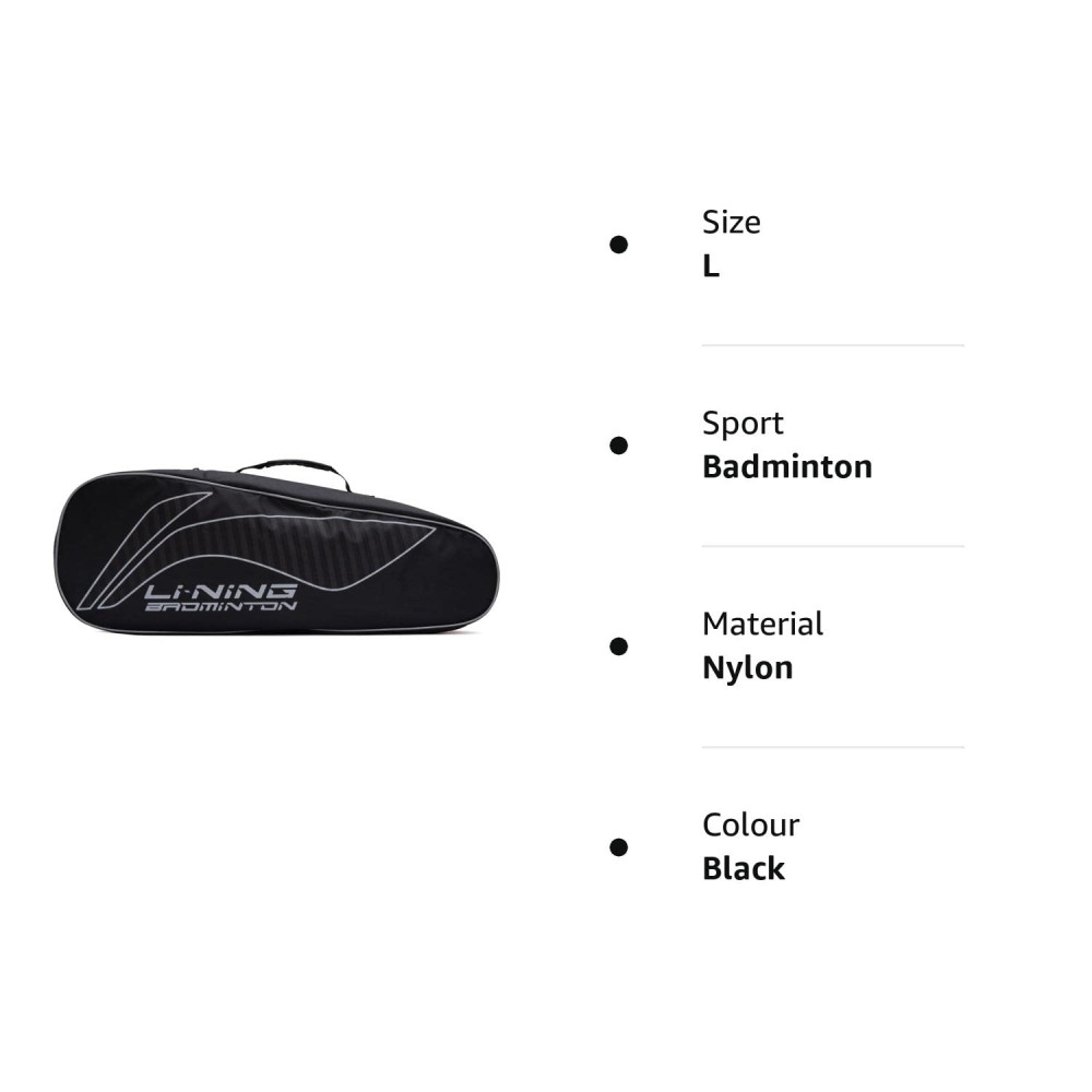 Li-Ning All Star Single Zip Polyester Badminton Kit Bag (Black, Large) | Dedicated Compartments | Unisex - Men, Boys, Girls, Women Li-Ning All Star Single Zip Polyester Badminton Kit Bag (Black, Large) | Dedicated Compartments | Unisex - Men, Boys, Girls, Women