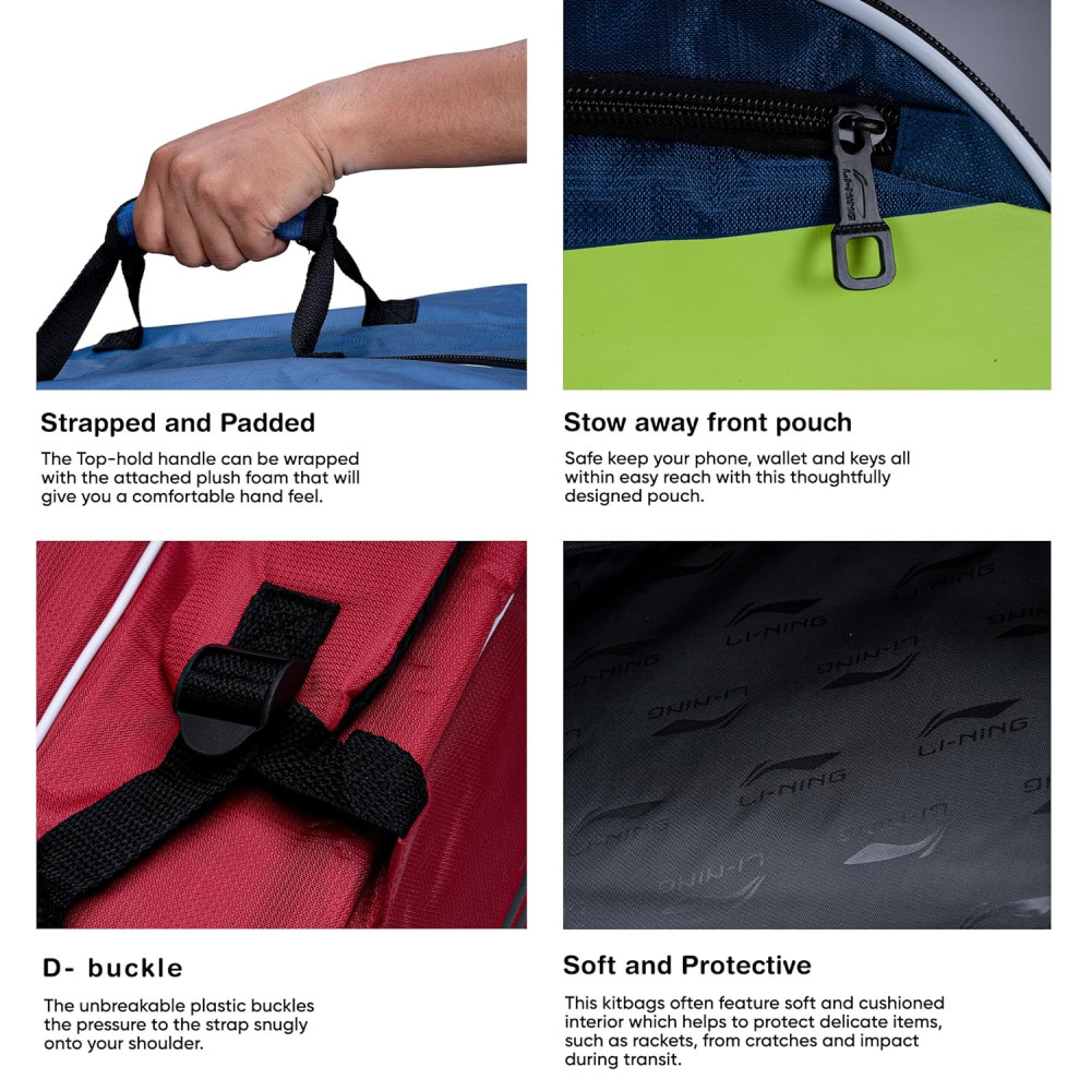 Li-Ning Blaze Triple Zipper Polyester Badminton Kit Bag Li-Ning Blaze Triple Zipper Polyester Badminton Kit Bag