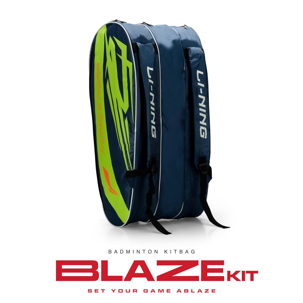 Li-Ning Blaze Triple Zipper Polyester Badminton Kit Bag Li-Ning Blaze Triple Zipper Polyester Badminton Kit Bag