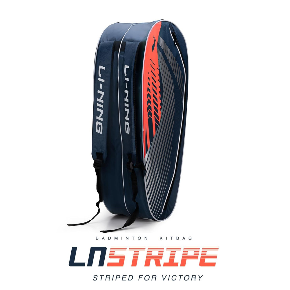 Li-Ning Stripe Double Zipper Polyester Badminton Kit Bag