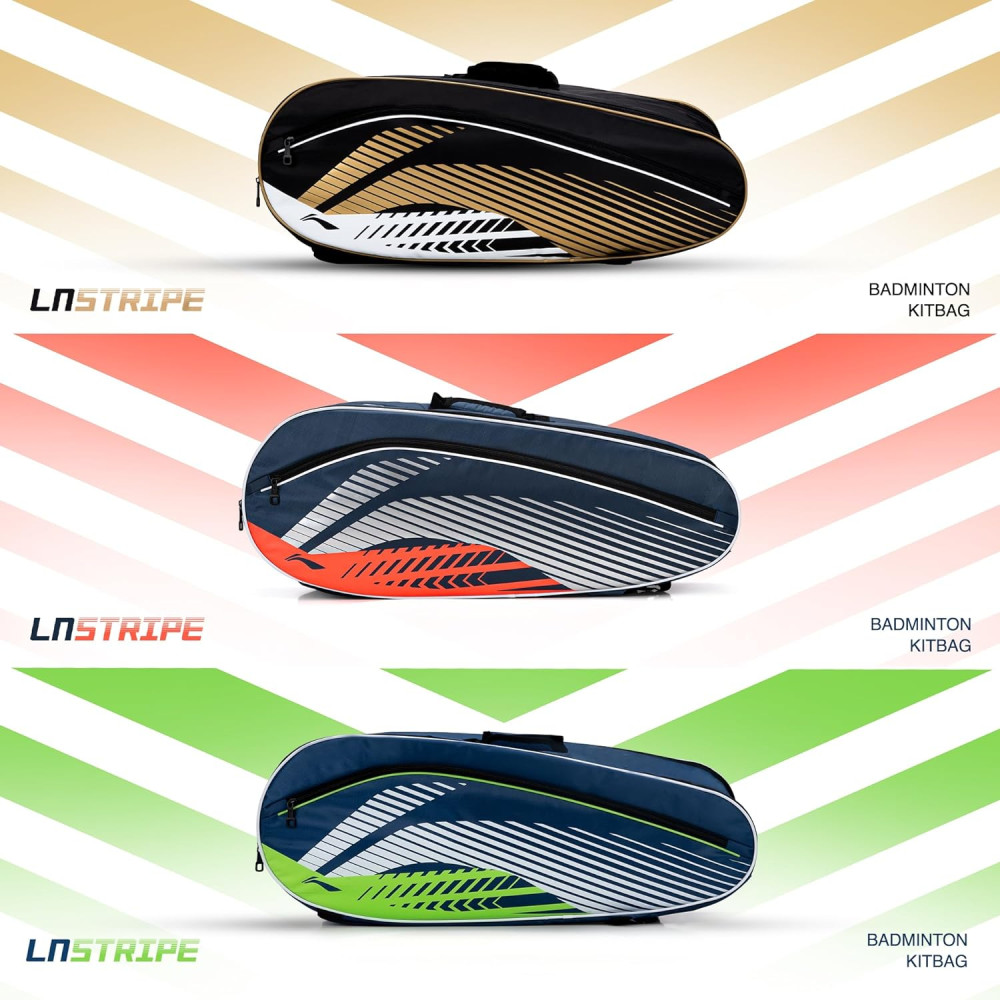 Li-Ning Stripe Double Zipper Polyester Badminton Kit Bag