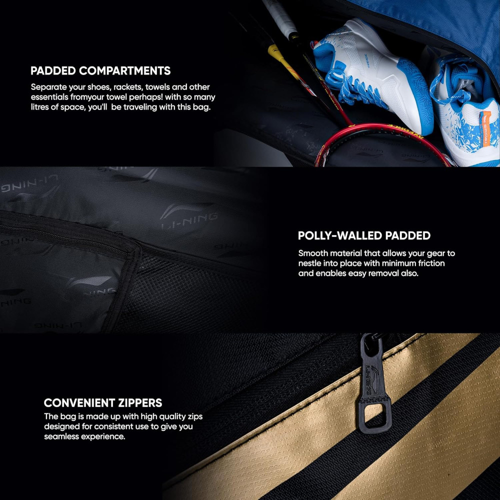 Li-Ning Crato Triple Zipper Polyester Badminton Kit Bag