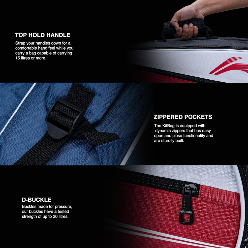 Li-Ning PaceCraft Double Zipper Polyester Badminton Kit Bag Li-Ning PaceCraft Double Zipper Polyester Badminton Kit Bag