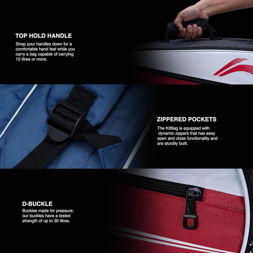 Li-Ning PaceCraft Double Zipper Polyester Badminton Kit Bag Li-Ning PaceCraft Double Zipper Polyester Badminton Kit Bag