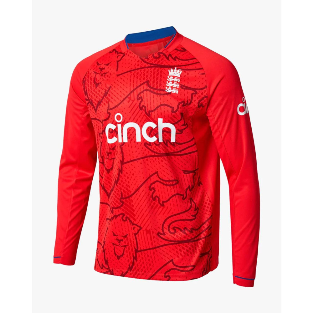 England Red 2022 T20 World Cup Full Sleeves Cricket Fan Jersey - 100% Dryfit Polyester - With Name Personalization