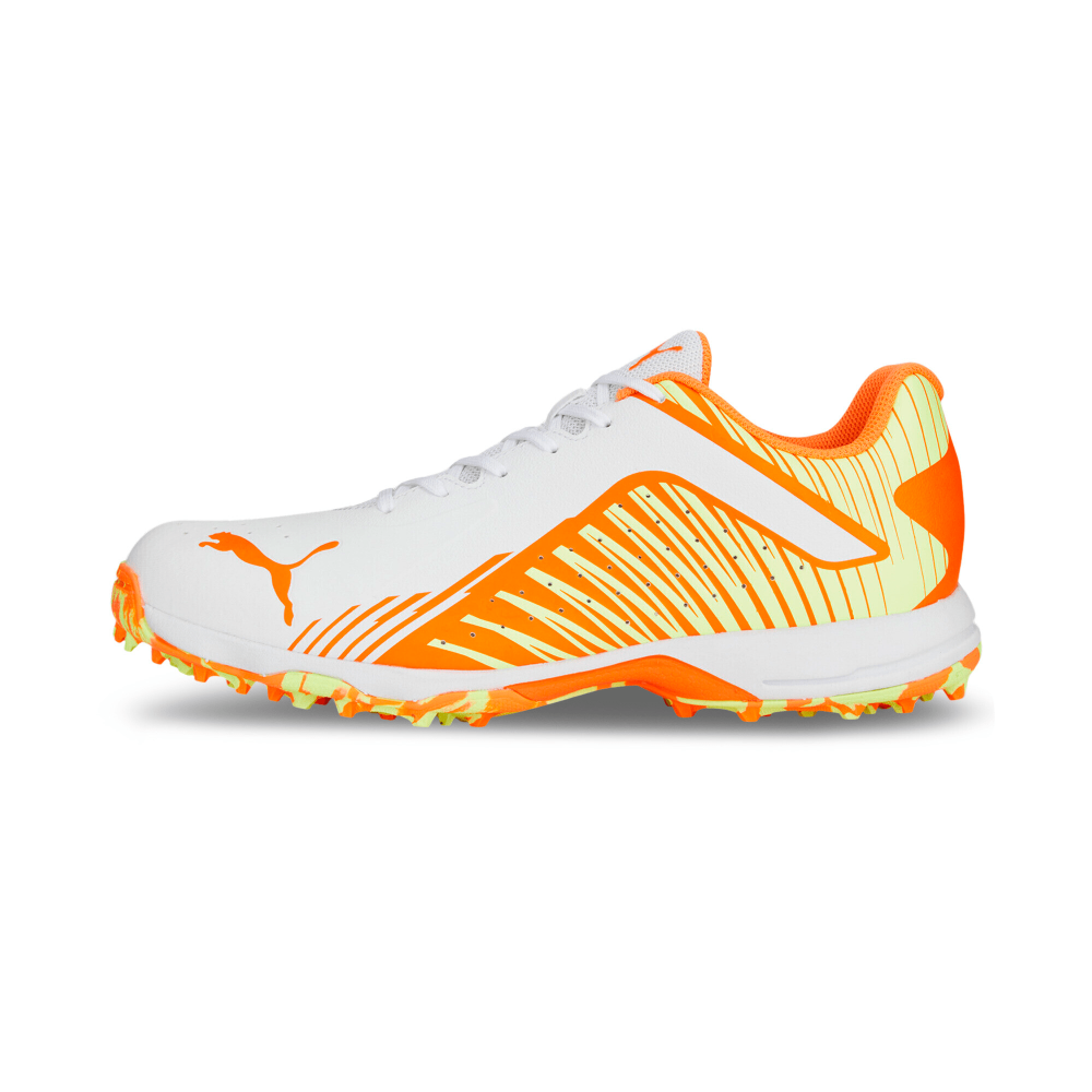 Puma 22 FH Rubber Unisex Cricket Shoes - PUMA White-Ultra Orange-Fast Yellow Puma 22 FH Rubber Unisex Cricket Shoes - PUMA White-Ultra Orange-Fast Yellow