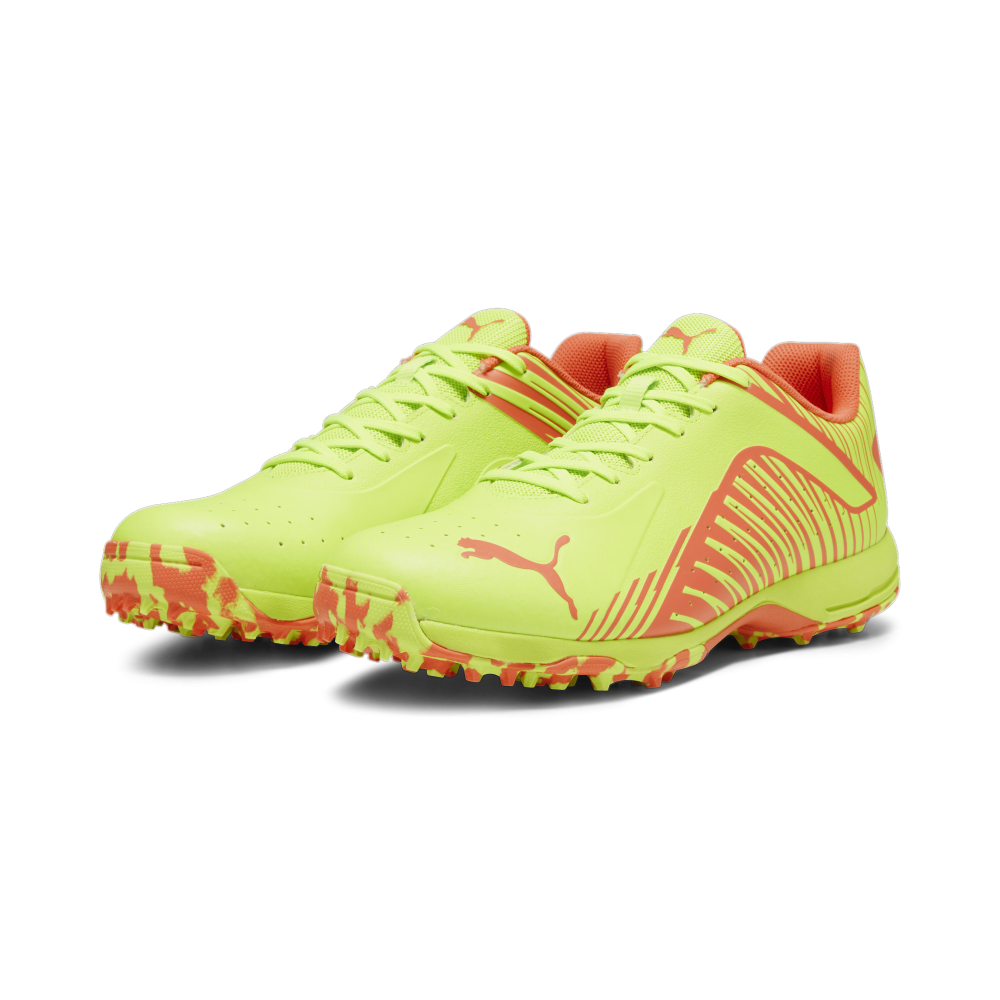 Puma 22 FH Rubber Unisex Cricket Shoes - Green-Fire Orchid Puma 22 FH Rubber Unisex Cricket Shoes - Green-Fire Orchid