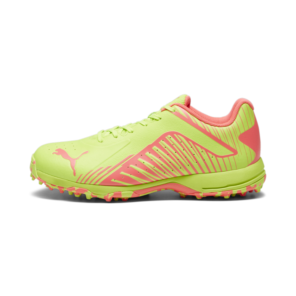 Puma 22 FH Rubber Unisex Cricket Shoes - Green-Fire Orchid Puma 22 FH Rubber Unisex Cricket Shoes - Green-Fire Orchid