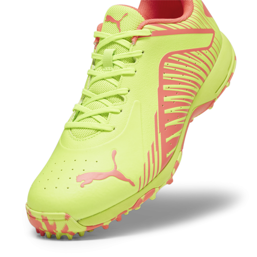 Puma 22 FH Rubber Unisex Cricket Shoes - Green-Fire Orchid Puma 22 FH Rubber Unisex Cricket Shoes - Green-Fire Orchid