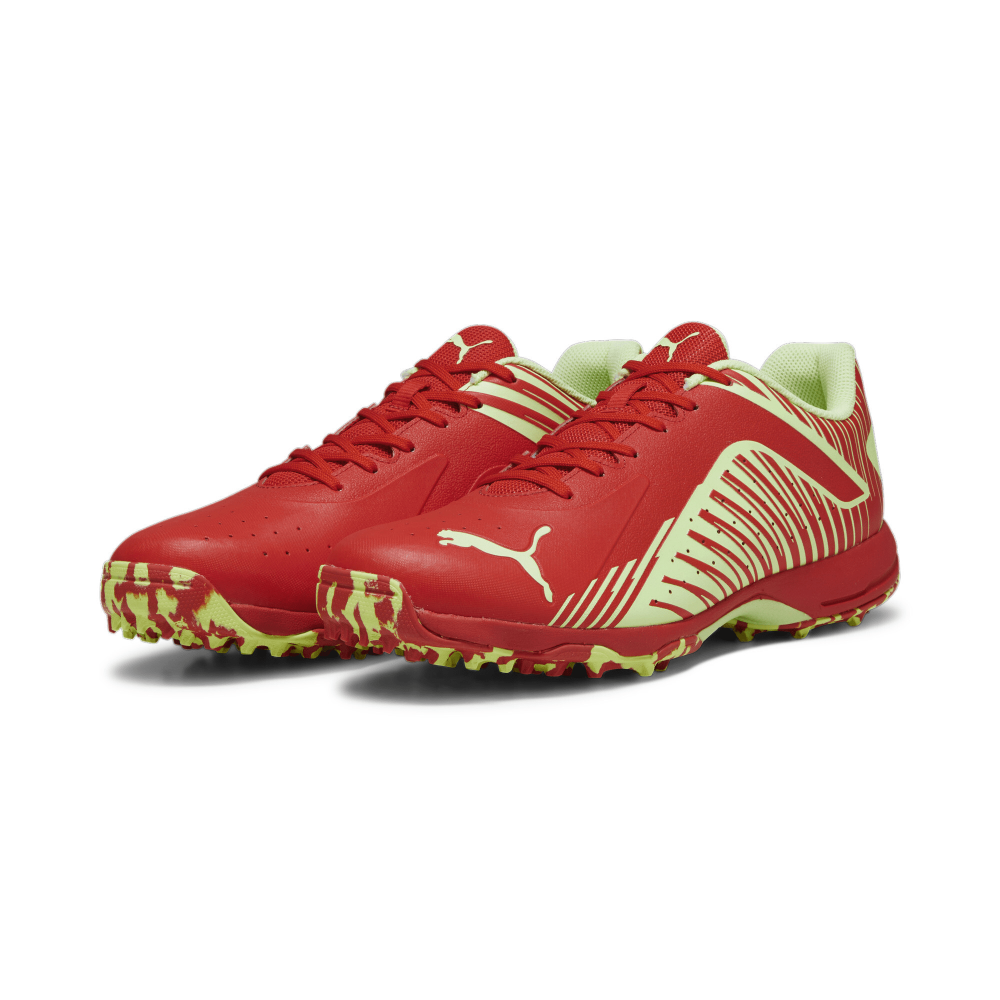 Puma 22 FH Rubber Unisex Cricket Shoes - PUMA Red-Speed Green