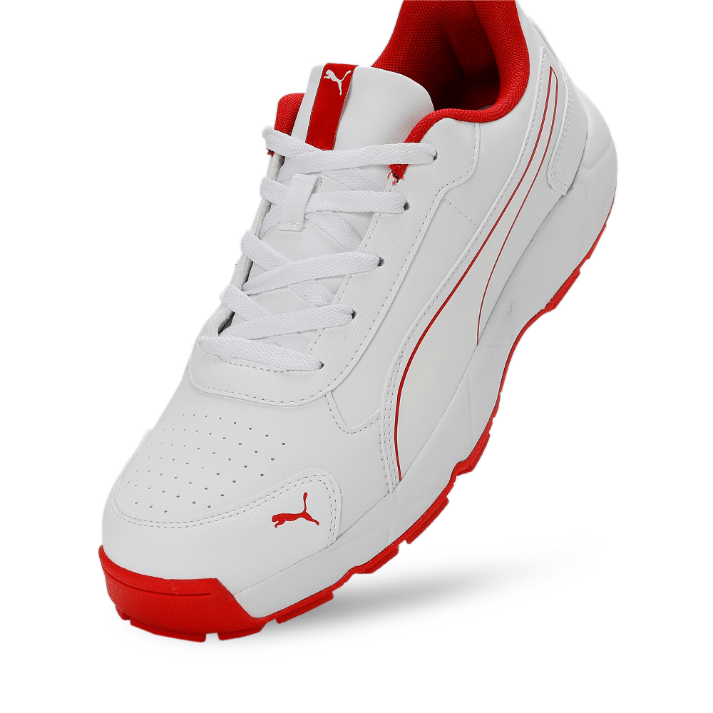 Puma Classic Cat Cricket Shoes - PUMA White-Grey Dawn-Red Blast Puma Classic Cat Cricket Shoes - PUMA White-Grey Dawn-Red Blast